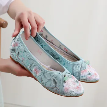 Ruyu 2024 Весна/Лето Женские туфли из ткани с вышивкой в старом пекинском стиле для чонсама 40 белый
