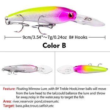 Бионическая рыболовная приманка PRO BEROS 9 см/7,28 г Minnow из твердого пластика - модель DXM006