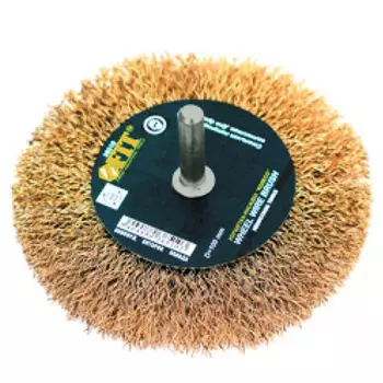 Fit F-38510 Корщетка-колесо, со штифтом, стальная латунированная волнистая проволока 100 мм