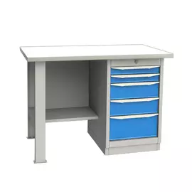 GARWIN 004035-1 Верстак однотумбовый тумба с 5 ящиками с оцинкованной столешницей 1200 мм (синий RAL5005)