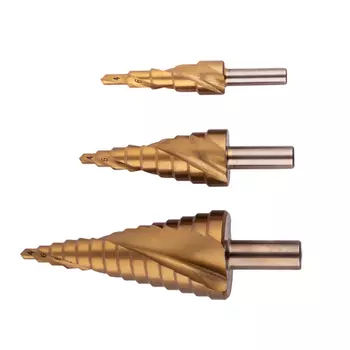 GARWIN INDUSTRIAL 102570-4-12*4-30 Набор ступенчатых сверл 4-12, 4-20, 4-30 мм, HSS, TiN, со спиральной канавкой