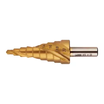 GARWIN INDUSTRIAL 102570-4-20-9 Сверло ступенчатое 4,0-20,0 мм, 9 ступеней, HSS, TiN, со спиральной канавкой