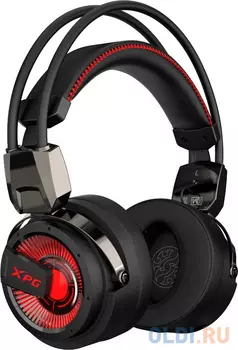 Игровая гарнитура XPG PRECOG чёрная (7.1, USB-C, Jack 3.5 мм, микрофон, красная подсветка,электростатические/ динамические двойные динамики)
