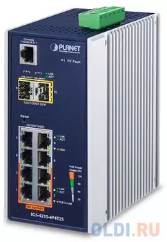 IP30 Industrial L2/L4 4-Port 10/100/1000T 802.3at PoE + 4-Port 10/100/100T + 2-Port 100/1000X SFP Managed Switch (-40~75 degrees C), dual redundant po
