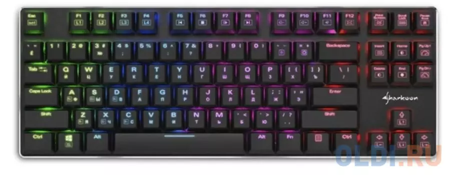 Игровая клавиатура Sharkoon PureWriter TKL RGB (slim, Kailh Red switches, RGB подсветка, USB, без нампада)