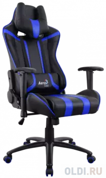 Игровое кресло Aerocool AC120 AIR-BB , черно-синее, с перфорацией, до 150 кг, размер, см (ШхГхВ) : 70х55х124/132.