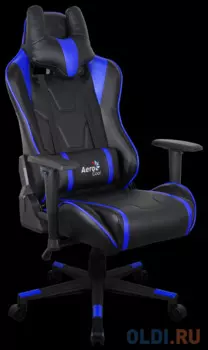 Игровое кресло Aerocool AC220 AIR-BB , черно-синее, с перфорацией, до 150 кг, размер, см (ШхГхВ) : 66х63х125/133.