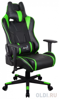 Игровое кресло Aerocool AC220 AIR-BG , черно-зеленое, с перфорацией, до 150 кг, размер, см (ШхГхВ) : 66х63х125/133.
