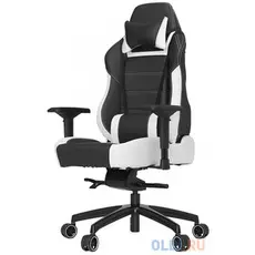 Игровое кресло Vertagear PL6000 чёрно-белое (ПВХ-кожа, регулируемый угол наклона, механизм качания)