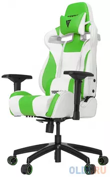Игровое кресло Vertagear SL4000 бело-зелёное (ПВХ-кожа, регулируемый угол наклона, механизм качания)