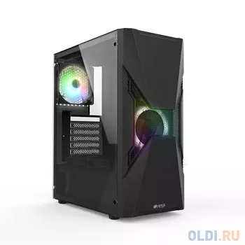 Игровой корпус HIPER ORO-2RGB чёрный (ATX, закаленное стекло, RGB fan 2x120 мм, 1xUSB, HD Audio)