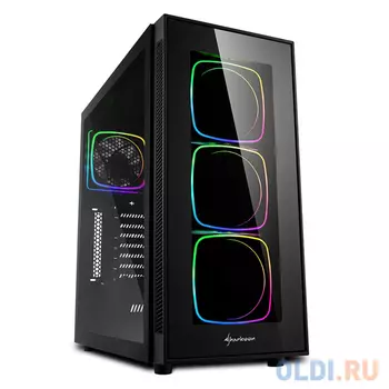 Игровой корпус Sharkoon TG6 RGB led чёрный (ATX, закаленное стекло, адресный RGB fan 3x120 мм + 1x120 мм, 2xUSB 2.0, 2xUSB 3.0, audio)