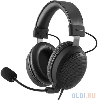 Игровая гарнитура Sharkoon Skiller B1 чёрная (Jack 3.5 мм, 40 мм, ПУ, жёсткий кейс)