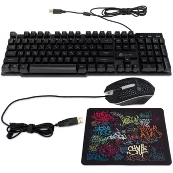 Клавиатура + мышь Oklick 400GMK черный USB LED (1546779)