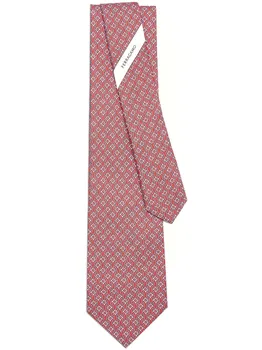 Шелковый галстук с принтом Ferragamo, красный