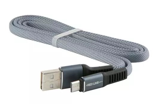 Кабель USB-Micro USB, 1м, серый Red Line