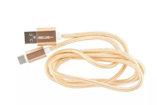 Кабель USB-USB Type-C, 1м, золотистый Red Line