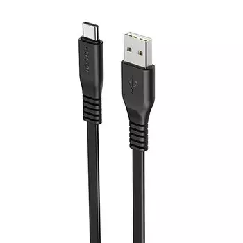 Кабель USB-Type-C, плоский, 2.1A, 1м, черный Borofone Wide power BX23 (03354)