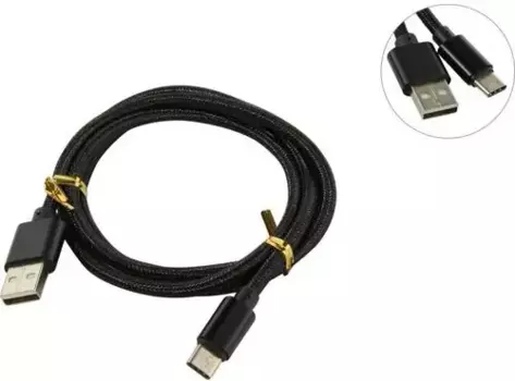 Кабель USB 2.0(Am)-USB 2.0 Type-C(m), 2A 1 м, черный MEDIAGADGET (MGC005TBK)