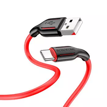 Кабель USB-USB Type-C, 3A 1 м, красный, чёрная вставка Borofone BX63 Charming (207895)