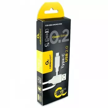 Кабель USB-USB Type-C, 3A, 1м, белый Cablexpert Classic 0.2 (CCB-USB2-AMCMO2-1MW)
