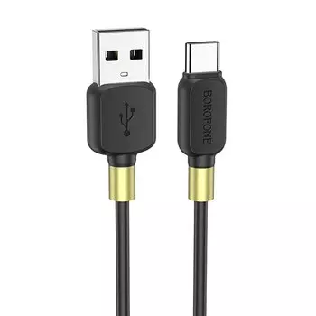 Кабель USB 2.0(Am)-USB 2.0 Type-C(m), 3A быстрая зарядка, 1м, черный Borofone Defender BX59 (6931474753144)