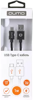 Кабель USB-USB Type-C, 5A, 1м, черный Qumo ( 22472)