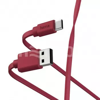 Кабель USB-USB Type-C, плоский, 1м, красный Hama (00187230)