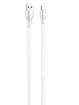 Кабель USB 2.0(Am)-USB 2.0 Type-C(m), плоский, 2.1A, 1м, белый LDNIO LS551 (LD_C3829)