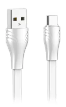 Кабель USB-USB Type-C, плоский, 2.1A, 2м, белый LDNIO LS552 (LD_C3832)