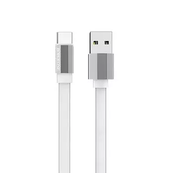 Кабель USB 2.0(Am)-USB 2.0 Type-C(m), плоский, 3A быстрая зарядка, 1.2м, белый Borofone BU8 (122977)