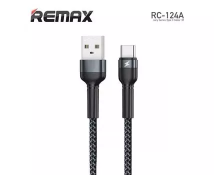 Кабель USB 2.0(Am)-USB 3.0 Type-C(m), 2.4A, 1м, черный Remax Jany Series RC-124a (6972174152851)