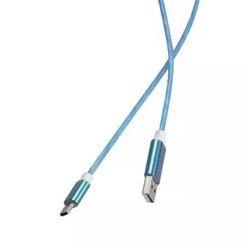 Кабель USB 2.0(Am)-USB Type-C(m), 1 м, синий Red Line LED (4610103414138)
