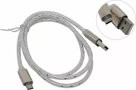 Кабель USB 2.0(AM)-microUSB 2.0(BM), Defender, 1m, серый/белый (USB08-03LT/87554)