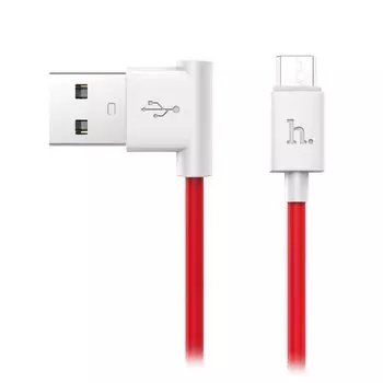 Кабель USB-Micro USB, угловой, 2.1A, 1.2м, красный HOCO UMP10 (73275)