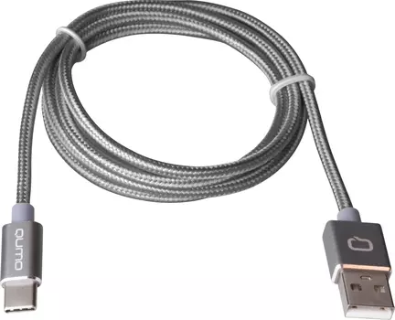 Кабель USB-USB Type-C, OTG, 2A, 1м, серый Qumo (22475)