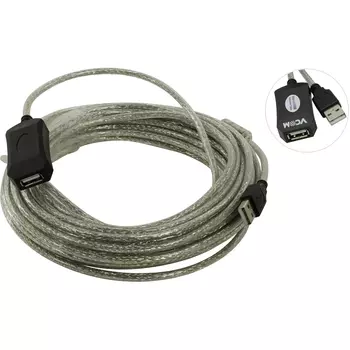 Кабель-удлинитель USB(Am)-USB(Af), 10 м, прозрачный, VCOM (VUS7049)
