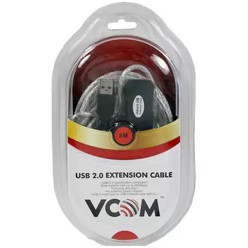 Кабель-удлинитель USB(Am)-USB(Af), 5 м, прозрачный, VCOM (VUS7049)