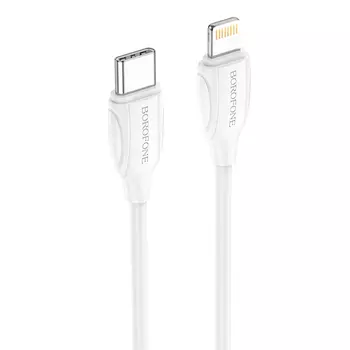 Кабель USB Type-C-Lightning 8-pin, 3A быстрая зарядка, 1м, белый Borofone Benefit BX19 (6931474752024)