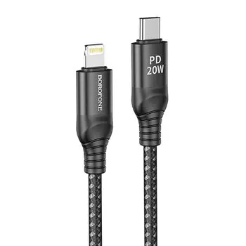 Кабель USB 2.0 Type-C(m)-Lightning 8-pin(m), быстрая зарядка, 3A 1м, черный Borofone Delightful PD BX56 (133829)