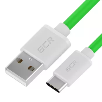 Кабель USB 2.0 Type-C(m)-USB 2.0(Am), 2.1A быстрая зарядка, 25см, зеленый Greenconnect (GCR-53040)