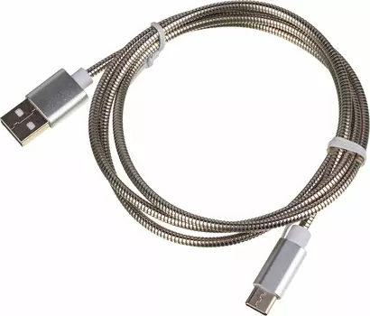 Кабель USB Type-C-USB, 2.4A, 1 м, серебристый Behpex (6921491103008)