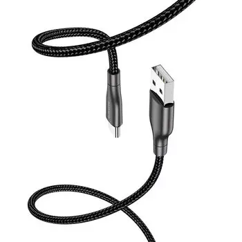 Кабель USB 2.0 Type-C(m)-USB 2.0(Am), 3A Quick Charge, 1м, черный Borofone BX45 (133790)