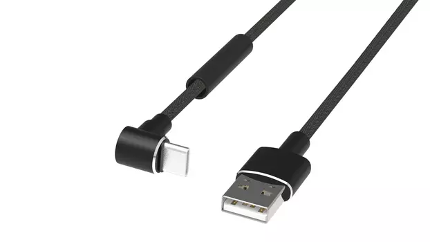 Кабель USB 2.0 Type-C(m)-USB 2.0(Am), угловой, 2A, 1м, черный Ritmix RCC-433 (RCC-433)