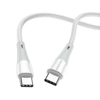 Кабель USB Type-C-USB Type-C, 3A быстрая зарядка, 1м, белый Borofone Superior BX60 (133842)