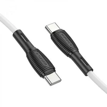 Кабель USB 2.0 Type-C(m)-USB 2.0 Type-C(m), быстрая зарядка, 3A, 1 м, белый, Borofone BX86 (6974443388855)