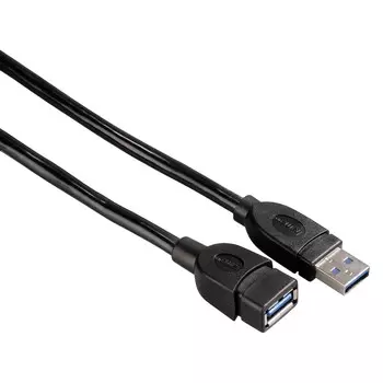 Кабель USB 3.0 A(m)-USB3.0(Af) удлинитель, Hama, 1.8m, черный (54505)