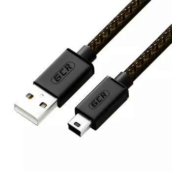 Кабель USB 2.0(Am)-Mini USB 2.0(Bm), экранированный, 1 м, черный/прозрачный, Greenconnect PROF (GCR-51197)