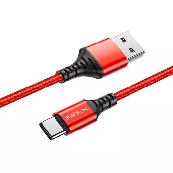 Кабель USB-USB Type-C, 2.4A, 1м, красный Borofone Ultra bright BX54 (133822)