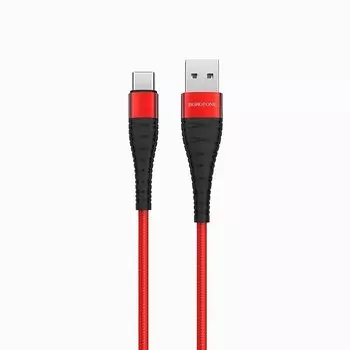 Кабель USB-USB Type-C, 3A быстрая зарядка, 1м, красный Borofone Munificent BX32 (123030)